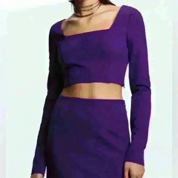 Zara purple long sleeve open back crop  top size S - Picture 5 of 11
